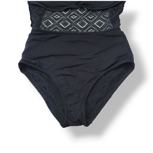 Aerie Crochet One Piece Swimsuit in Black Size Small - Picture 9 of 13